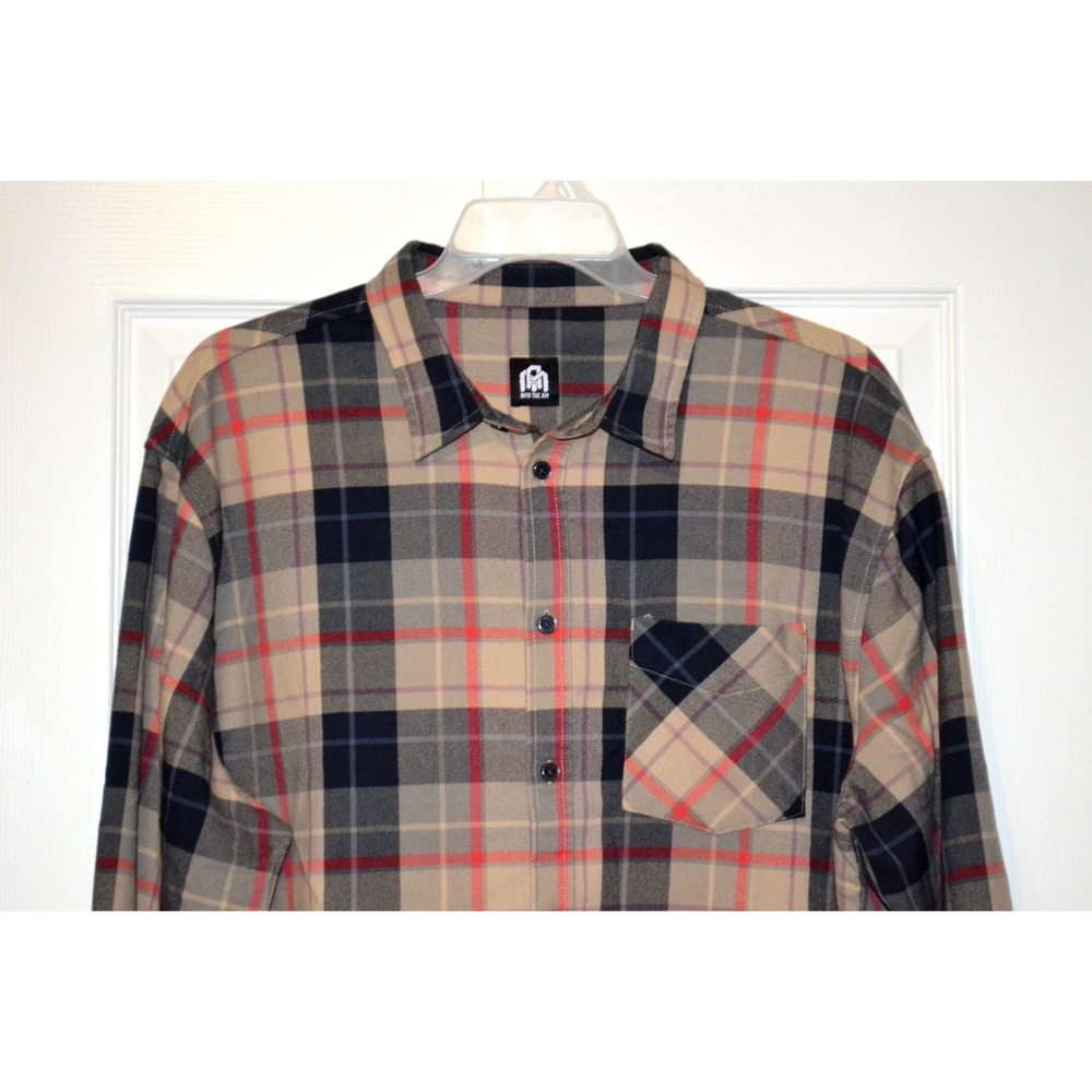 Lot of 2 Into The AM Flannel Shirts Mens 2XL Brown Black & Cream Red Black - Picture 6 of 16